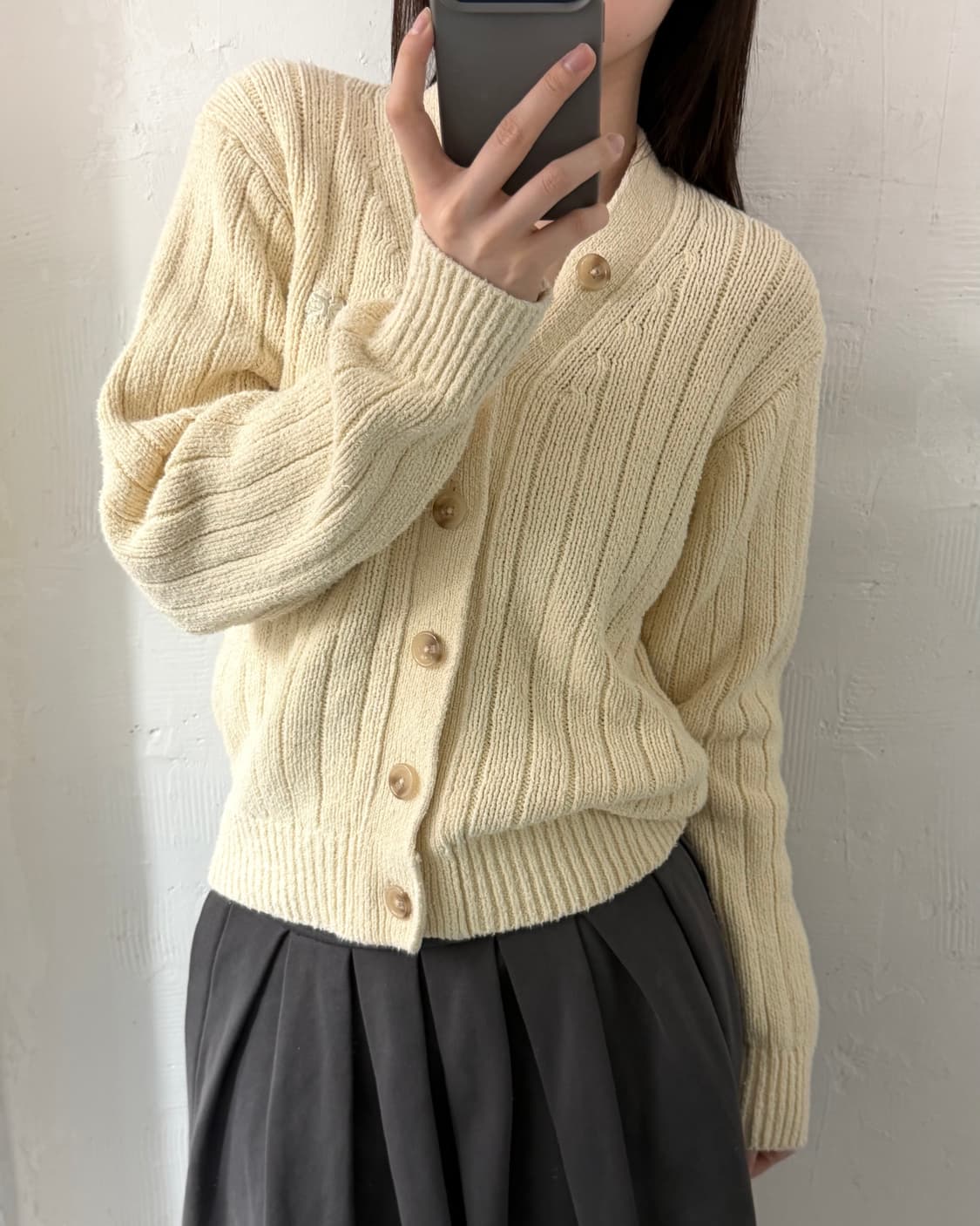 Satur 새터 파로 부클 가디건 오가닉베이지 상품이미지1