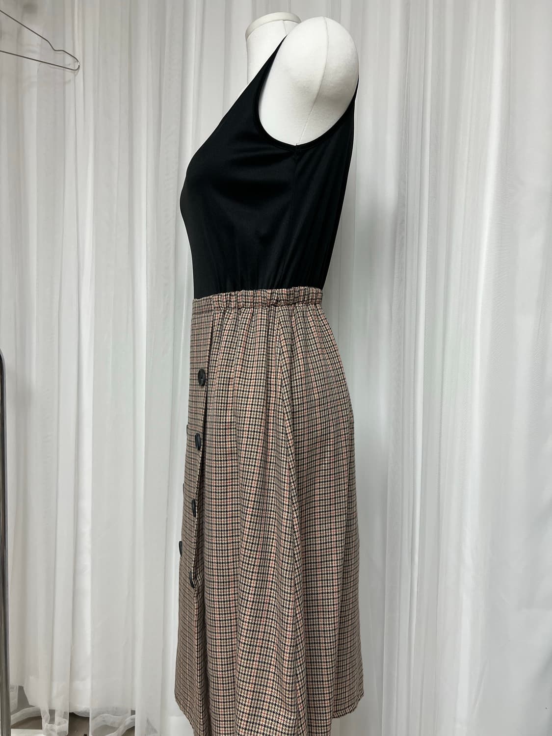 블랙나시 더블버튼 체크패턴 원피스 상품이미지7