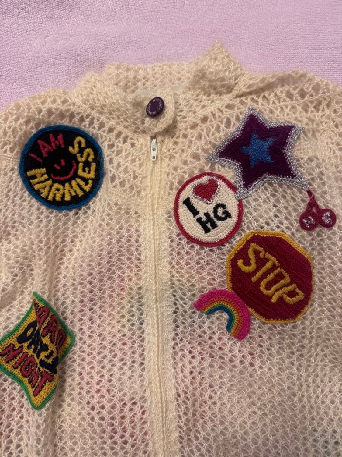 90s 히스테릭 글래머 모헤어 혼방 와펜 니트 가디건 상품이미지3