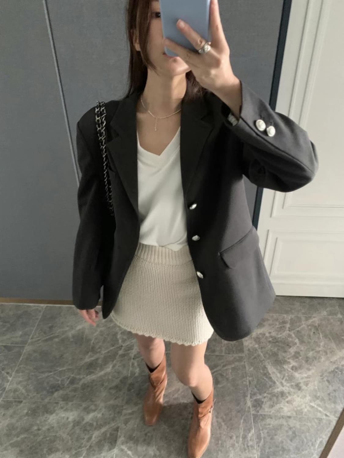 포스터 poster 플라보 니트 스커트 아이보리 상품이미지2