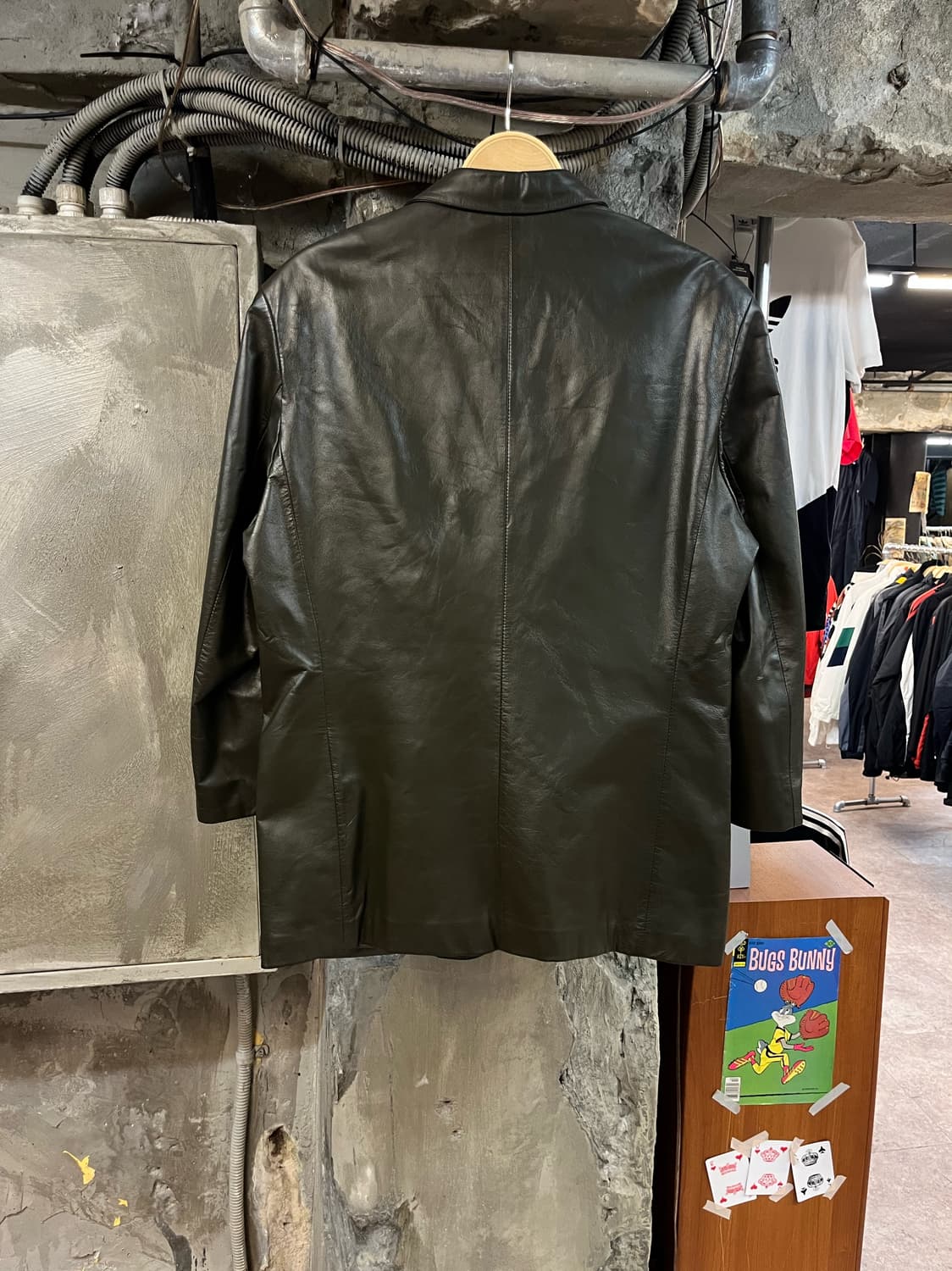 빈티지 소가죽 레더 자켓 다크그린 100 #csz2038 상품이미지2