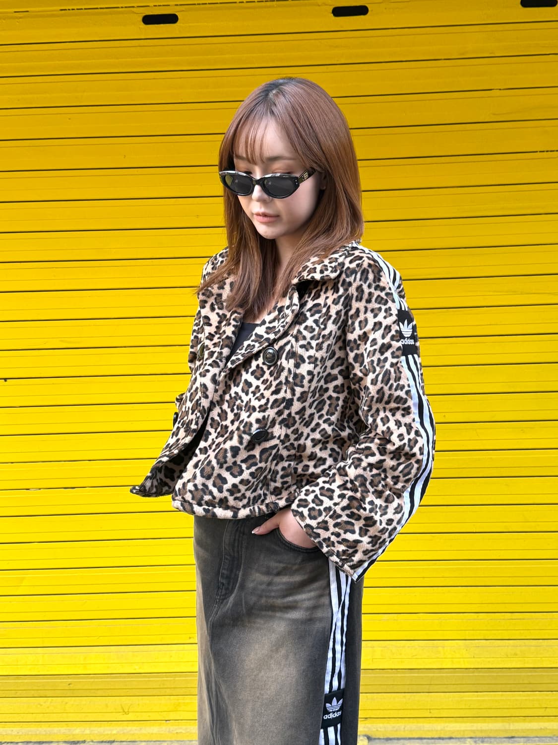 레오파드 삼선줄 커스텀자켓 상품이미지1