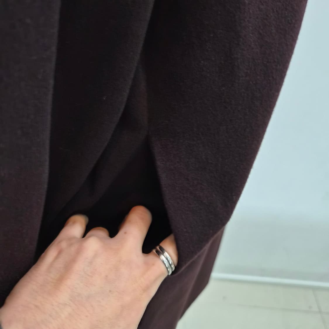 버건디 100% 캐시미어 여성 롱코트 상품이미지6