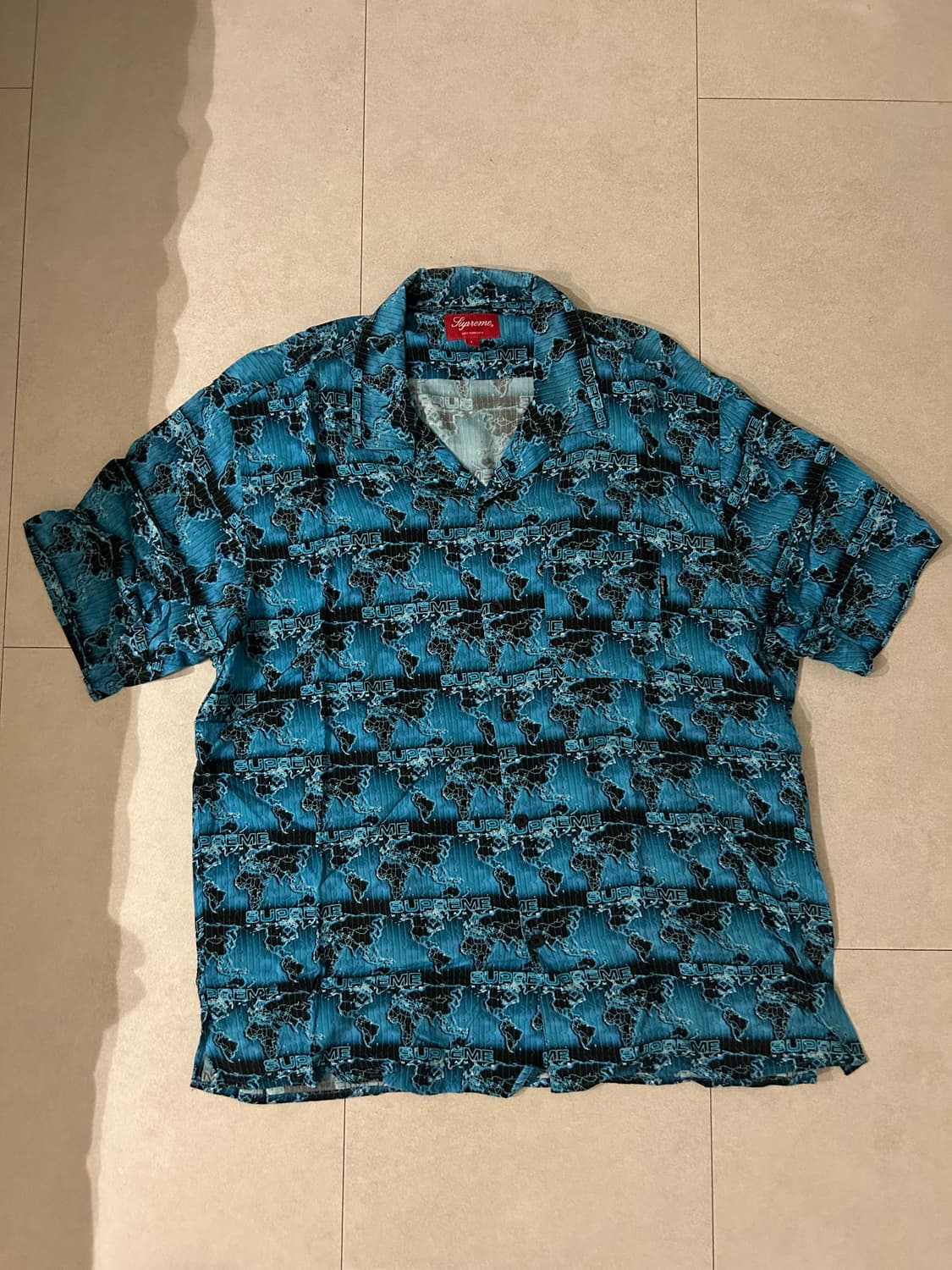 Supreme World Famous Rayon Shirt Cyan 상품이미지2