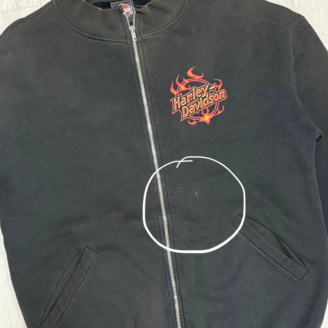 00s 할리 데이비슨 플레임 집업 스웻 블랙 상품이미지6