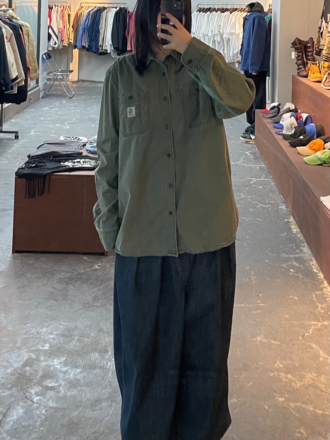 칼하트 카키 워크 셔츠 H1092 상품이미지1