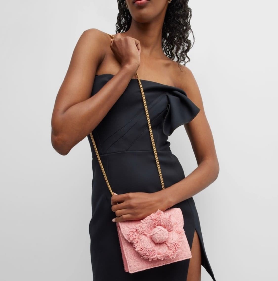 오스카 드 라 렌타 플라워 아플리케 가죽 숄더백 상품이미지9