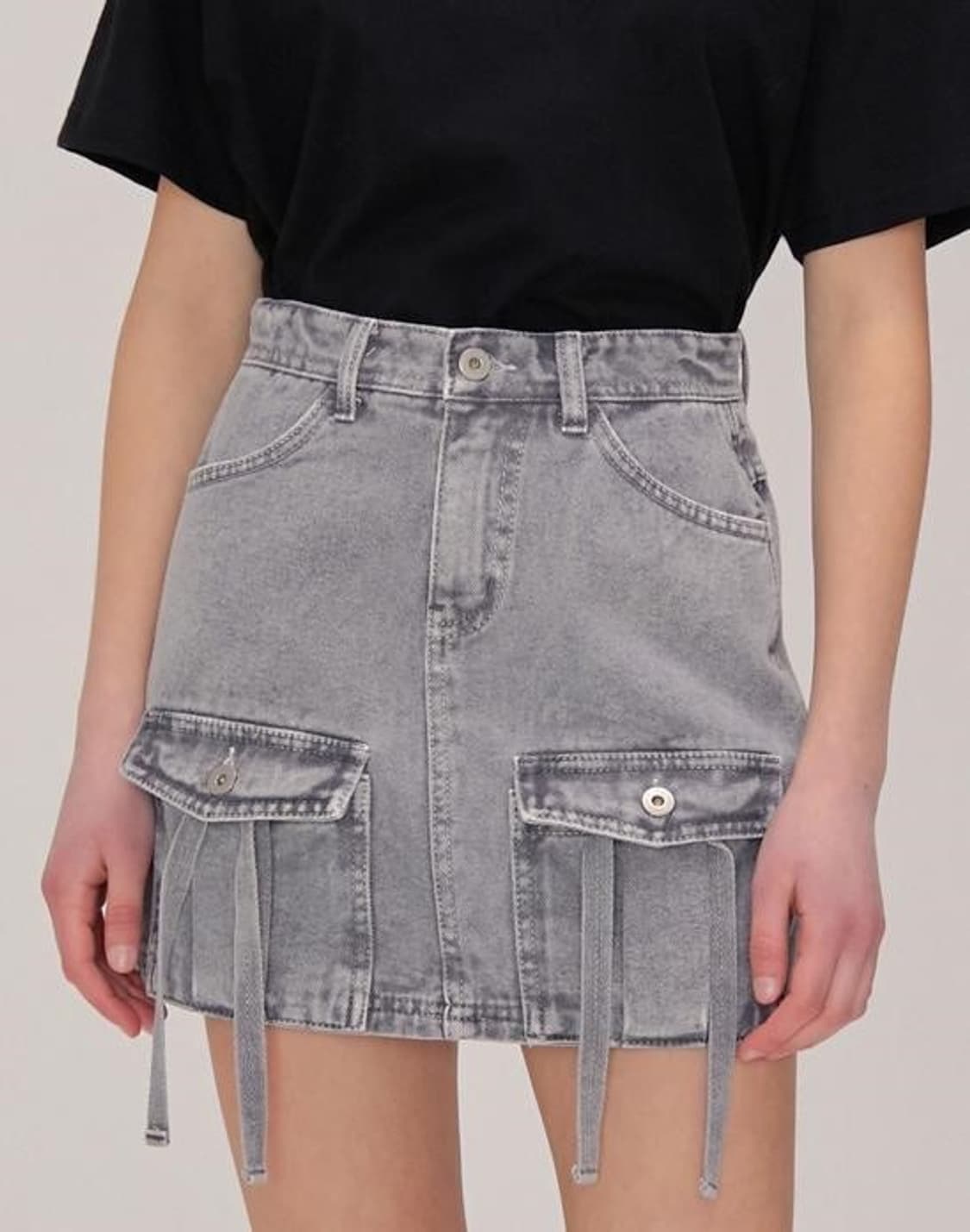 [S] 스컬프터 애시드 워시 데님 스커트 상품이미지1