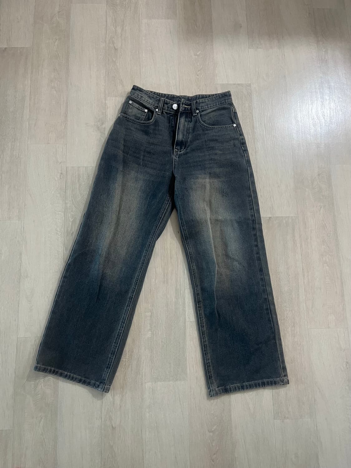 빈티지 캣워싱 와이드 데님 팬츠 [옐로우 워싱] 상품이미지5