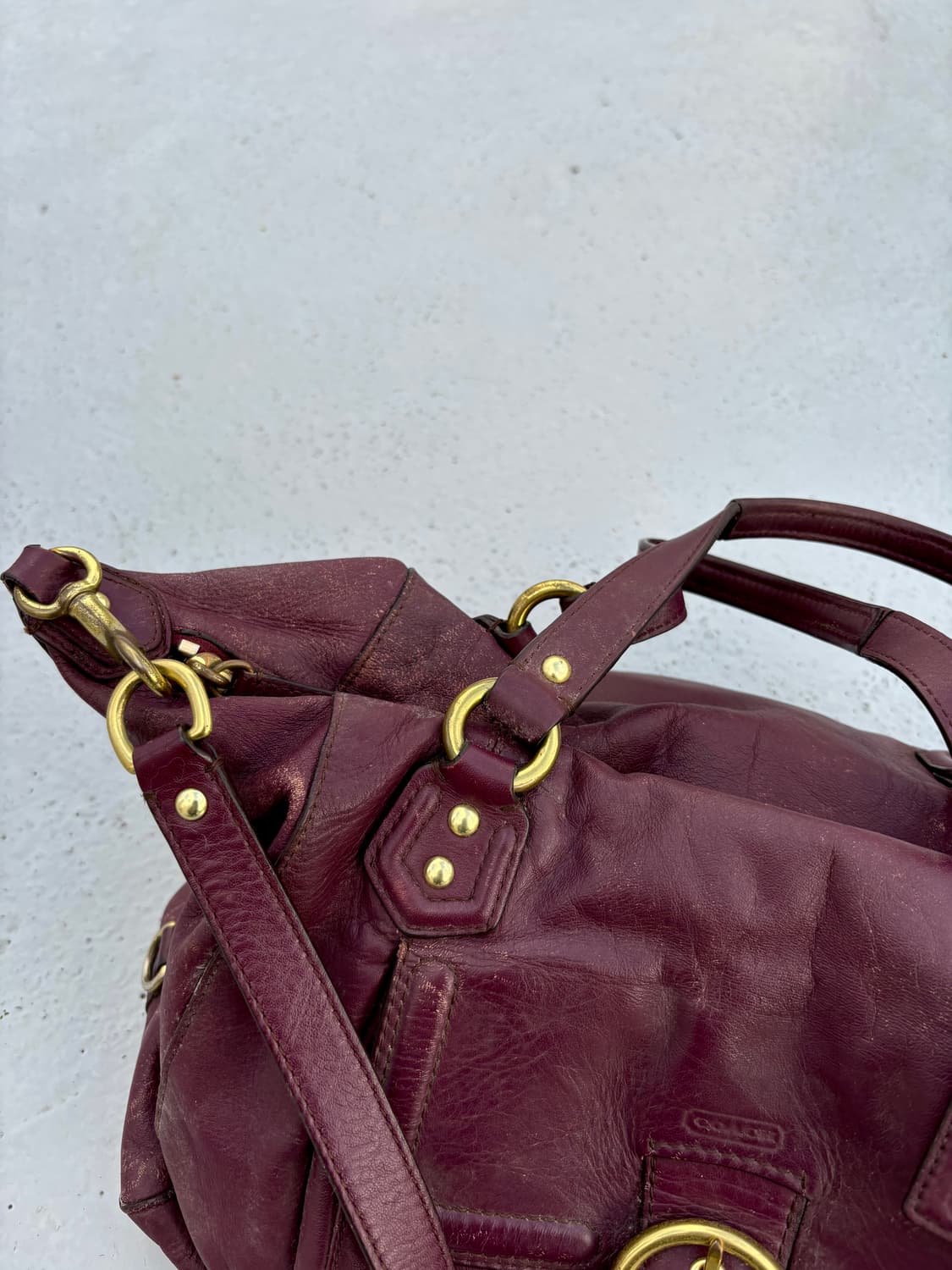 “Coach”00’s Burgundy Buckle Leather Bag 상품이미지4