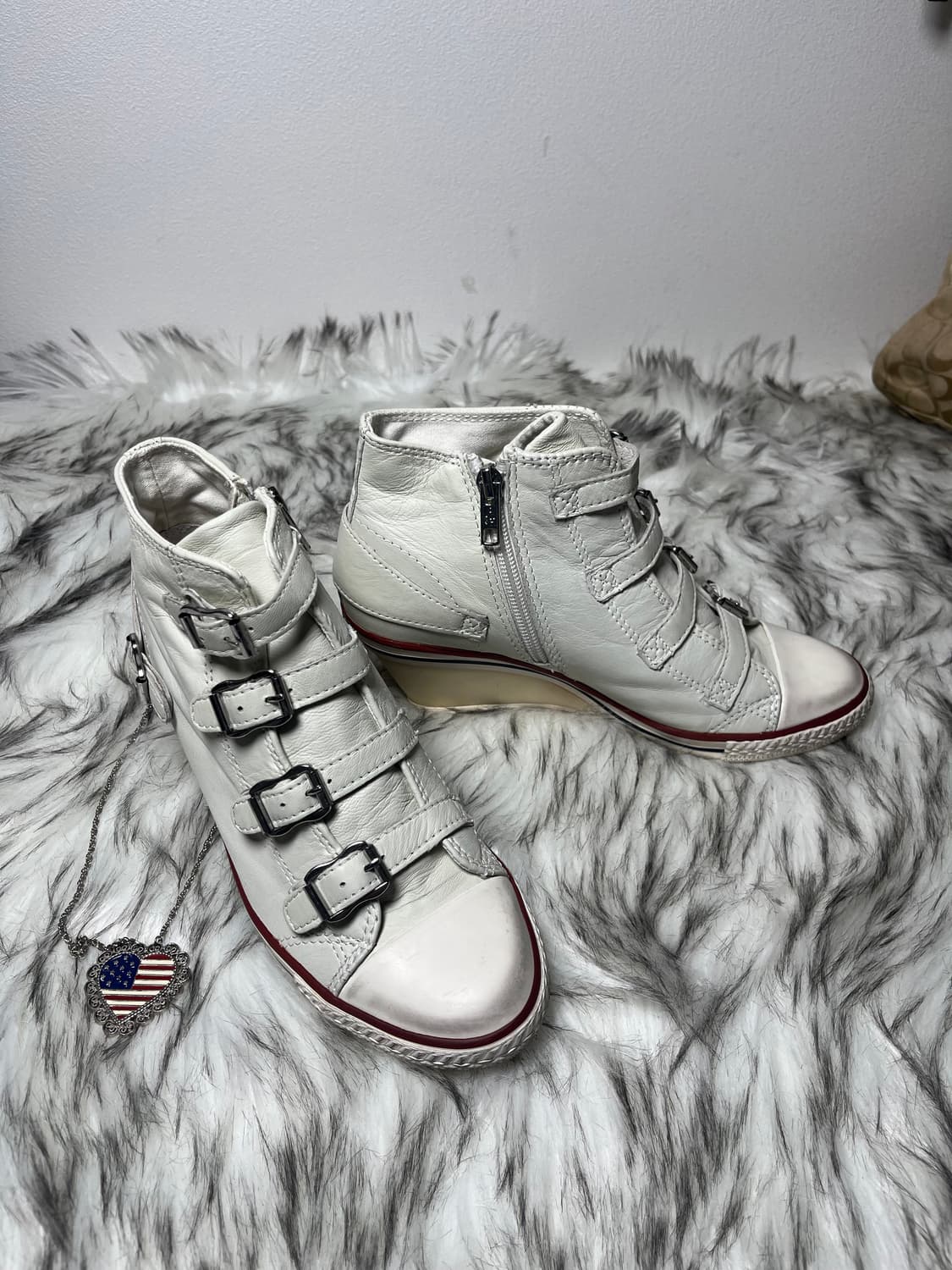 Ash 아쉬 웨지힐 스니커즈 가죽 화이트 상품이미지6