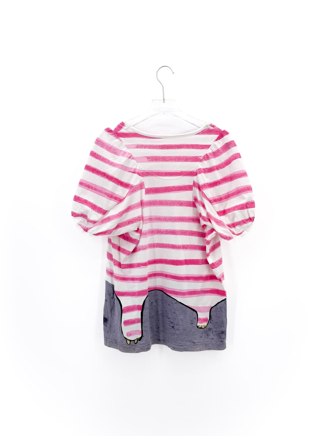 츠모리치사토 스트라이프 퍼프 소매 반팔티셔츠 상품이미지2