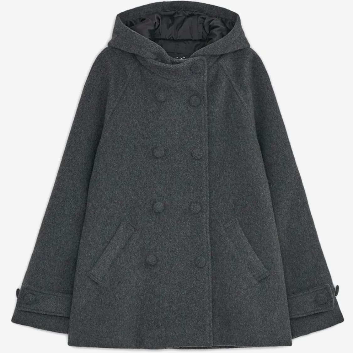 허그유어스킨 후디 하프 코트 차콜 상품이미지1