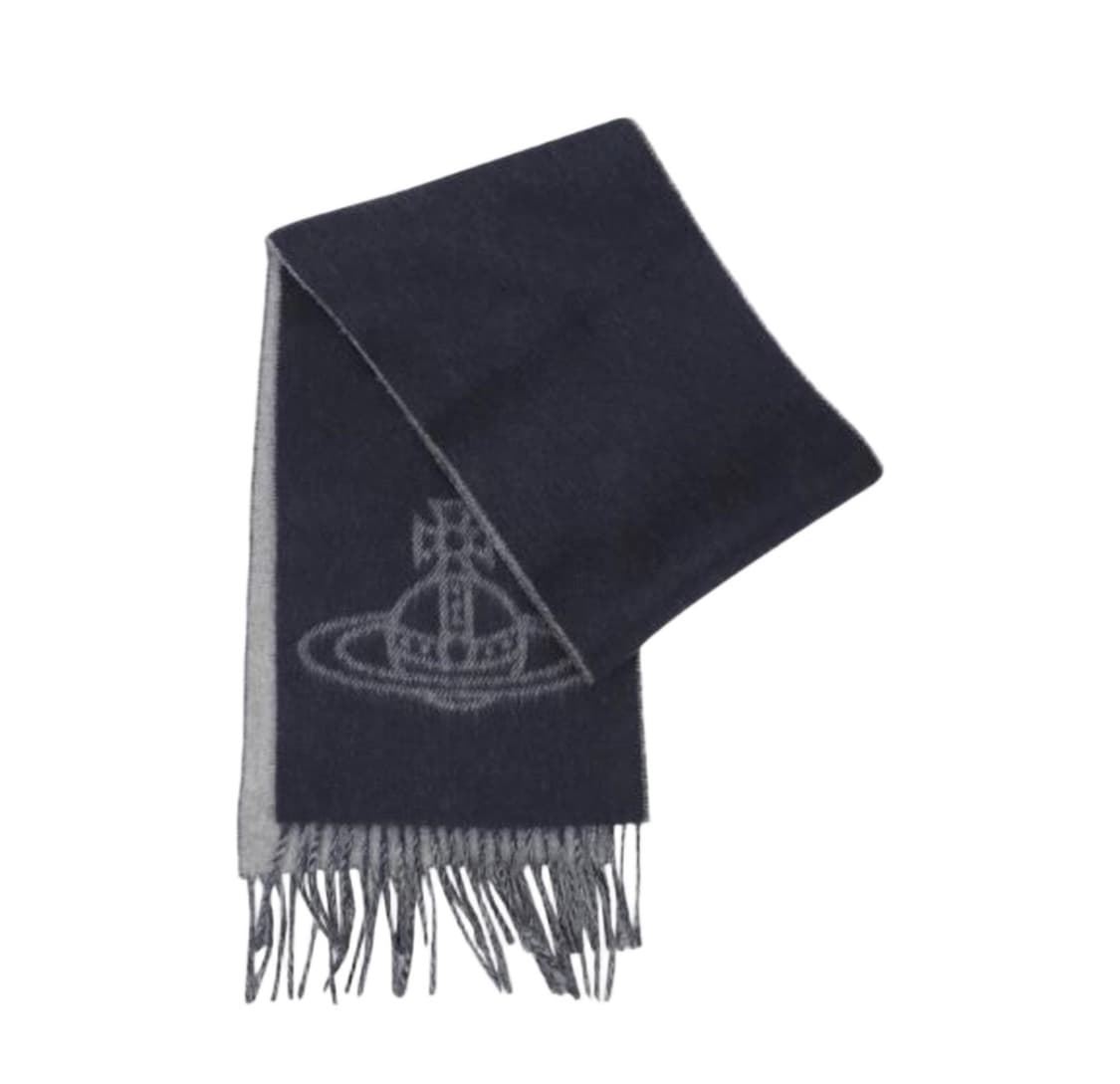 비비안 웨스트우드 더블 로고 머플러 미네랄 그레이 네이비 상품이미지1