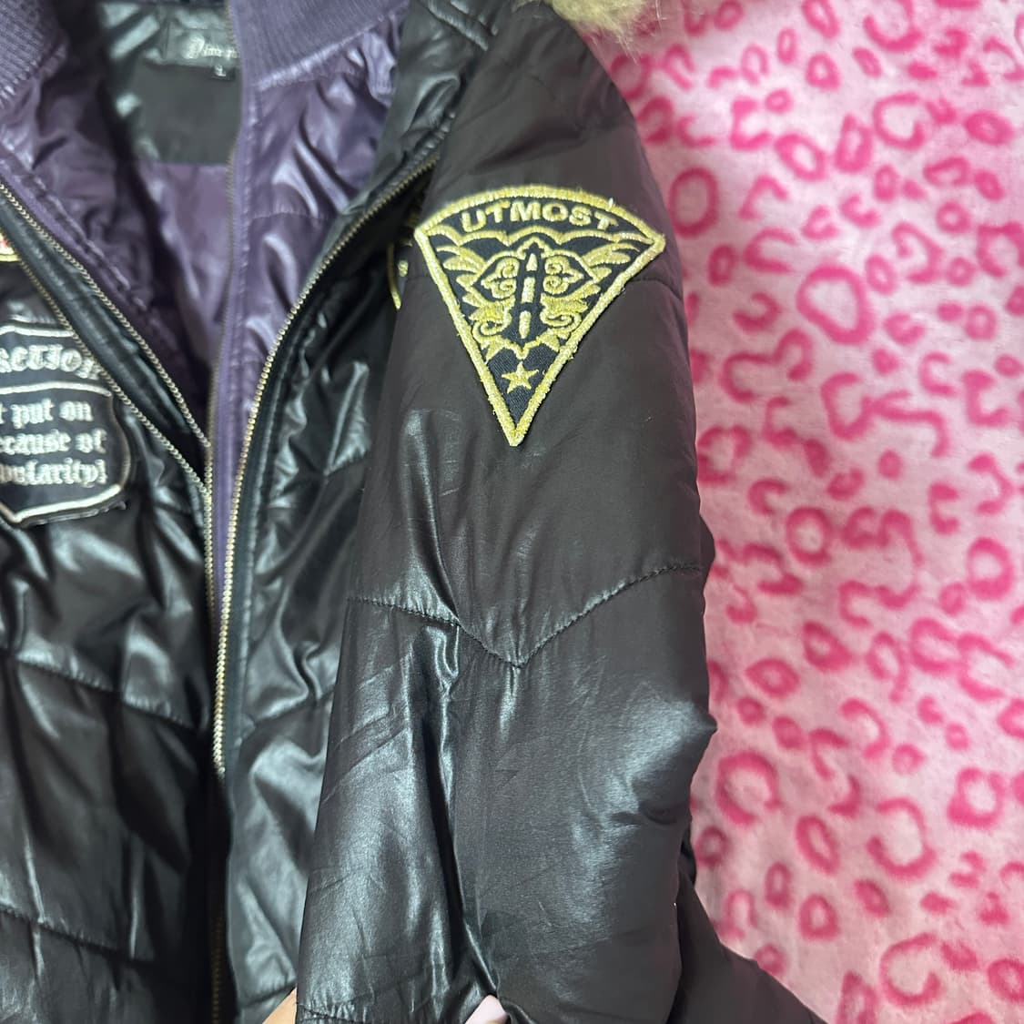 빈티지 갸루 레이어드 패딩 자켓 퍼 패딩 아우터 상품이미지5