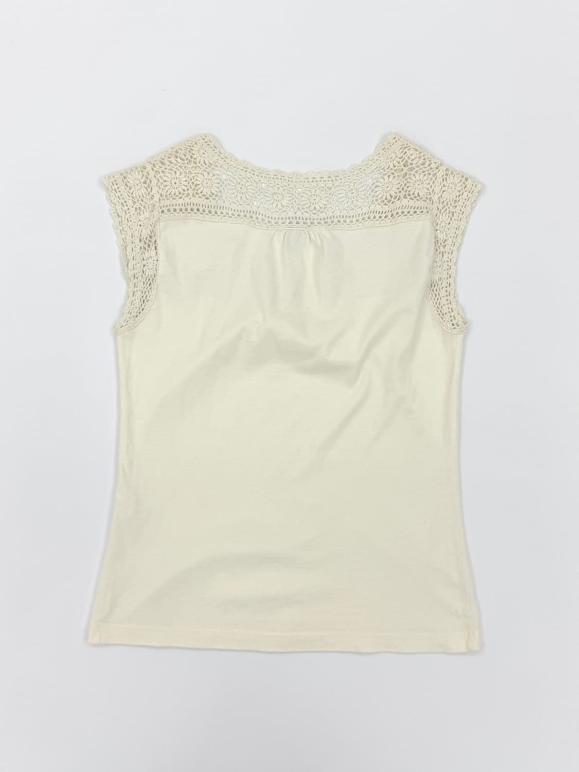 빈티지 JEANASIS 아이보리 니트 레이스 레이어드티 상품이미지4