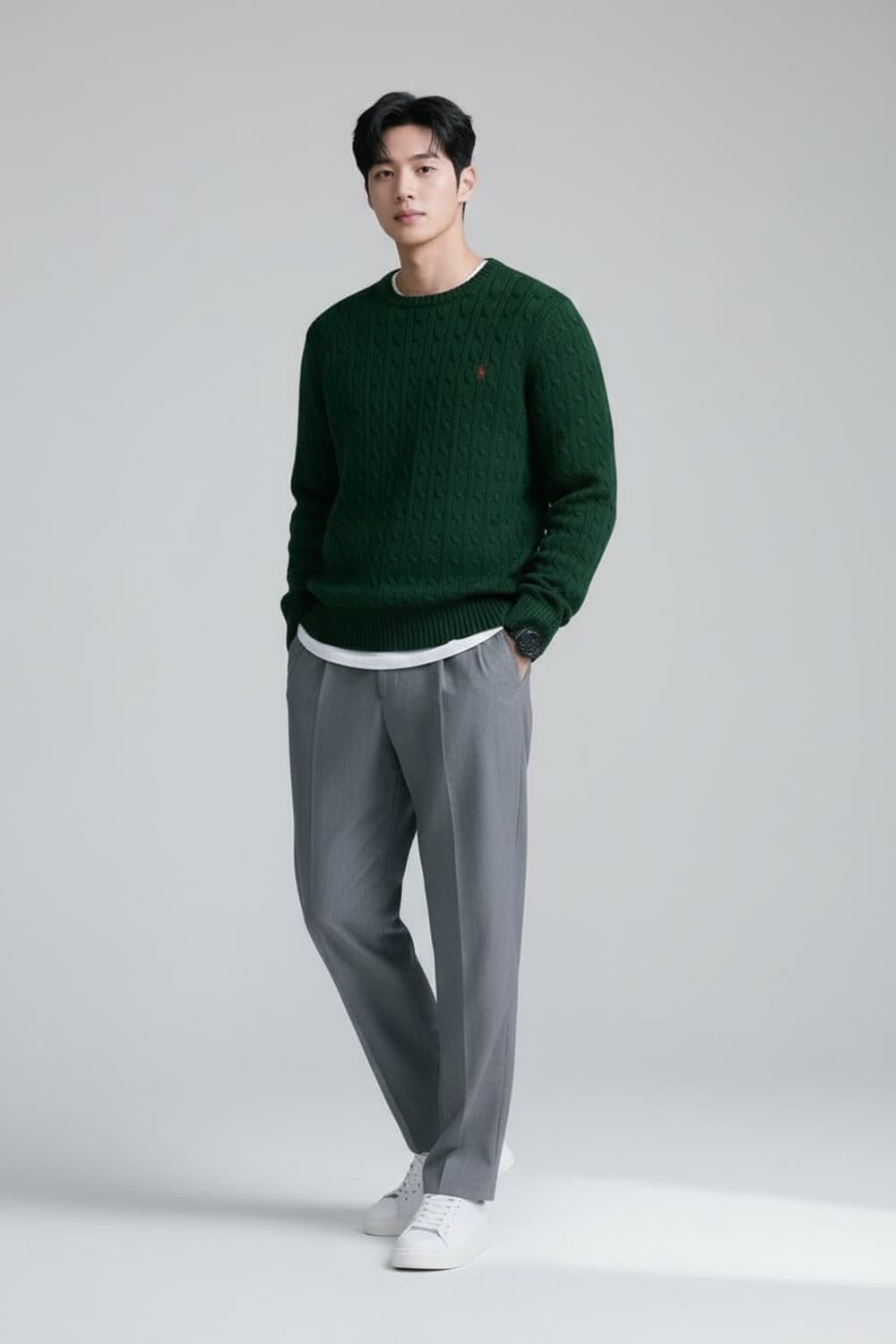 폴로 랄프로렌 케이블 니트 그린 XL(18-20) 상품이미지1