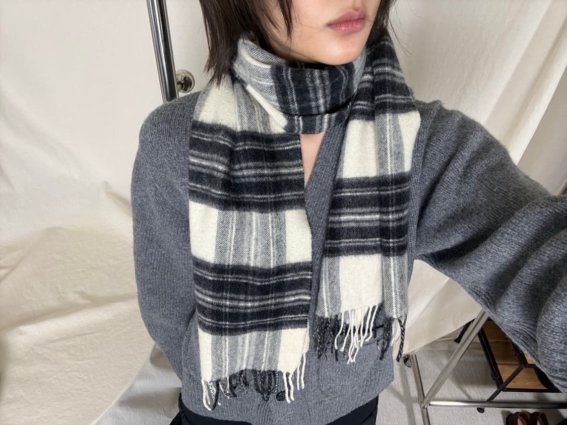 Johnstons of Elgin 캐시미어 울 체크 머플러 상품이미지3