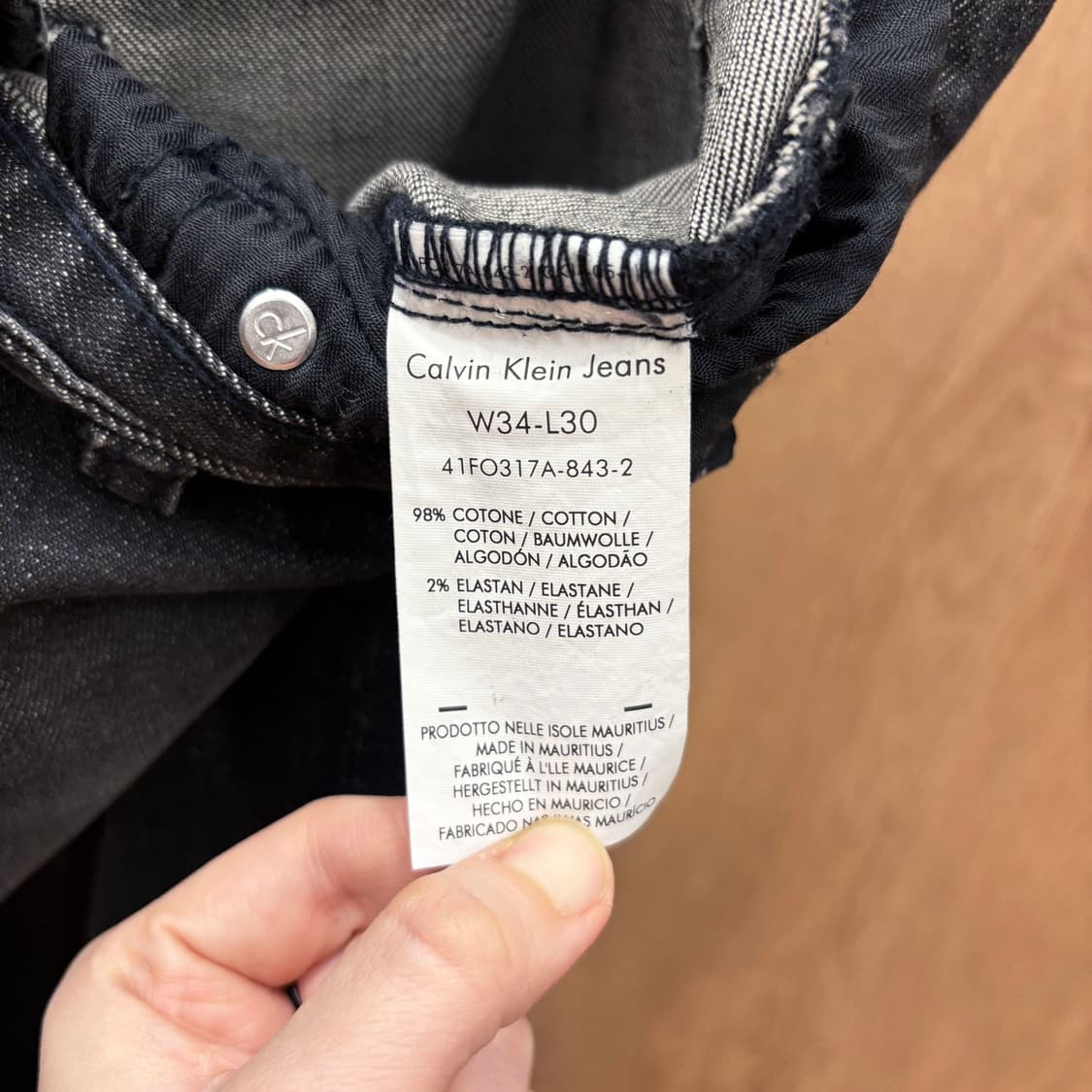 캘빈클라인 워싱 데님 팬츠 워치 포켓 밴딩 로고 디테일 스트레이트핏 흑청 상품이미지10