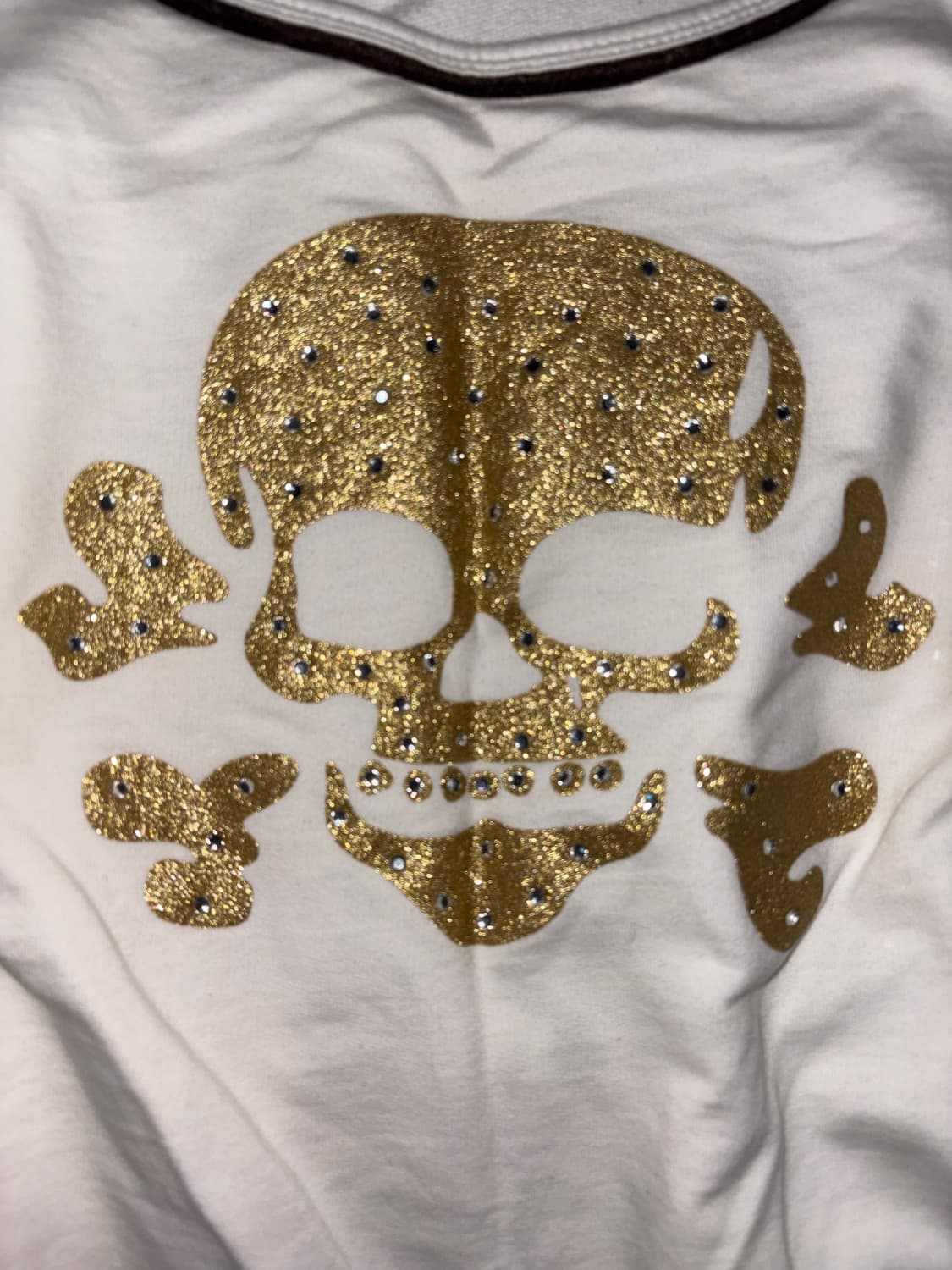 PLIOCENE 해골 큐빅 글리터 블랙 라인 포인트 골드 펑크 티셔츠 상품이미지5