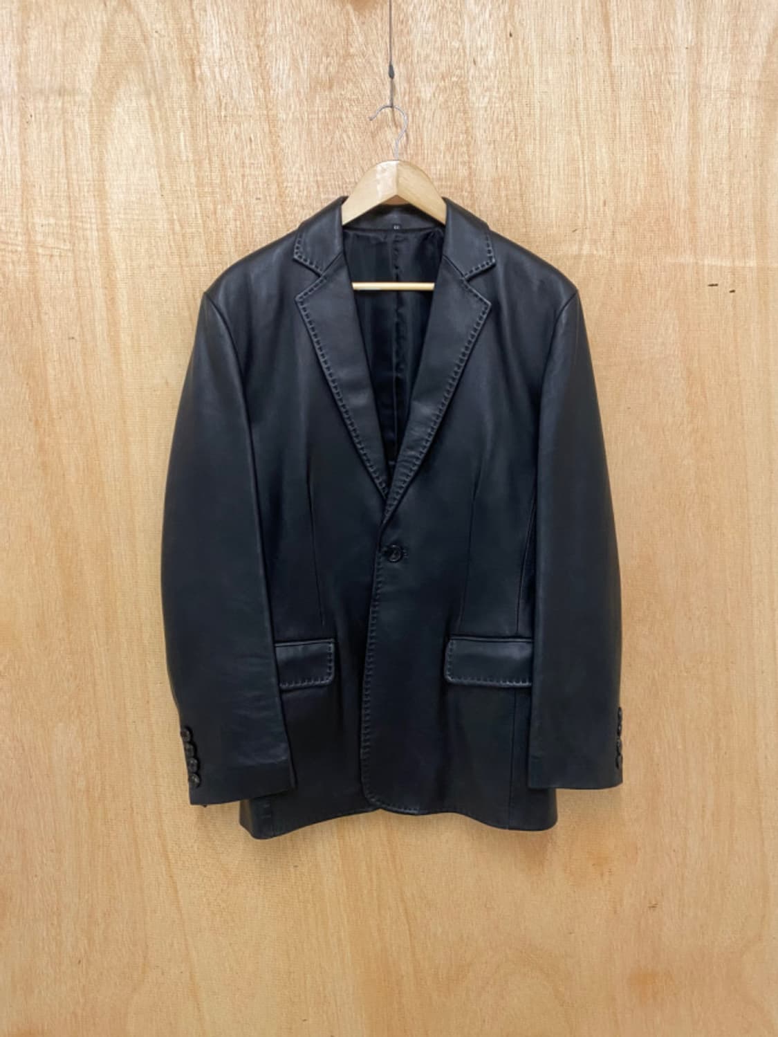 VTG leather stitch blazer jacket 레더 블레이져 상품이미지2