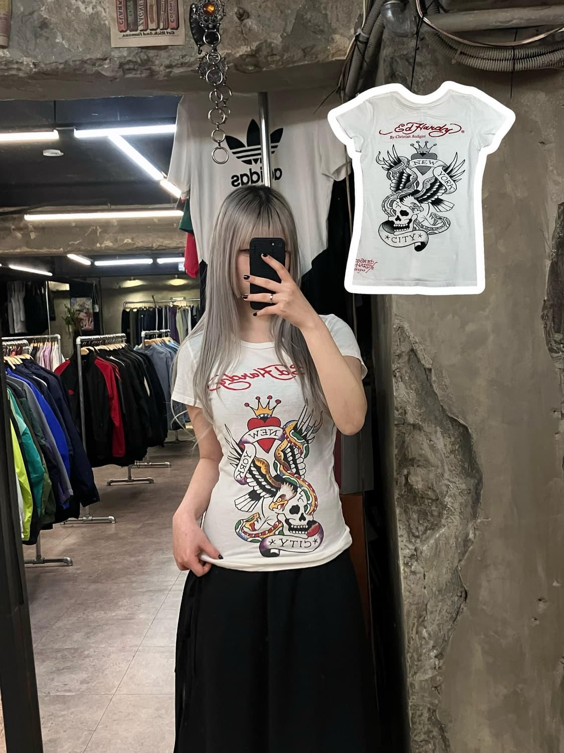 에드하디 슬림핏 반팔 티셔츠 화이트 L  #csz2806 상품이미지1