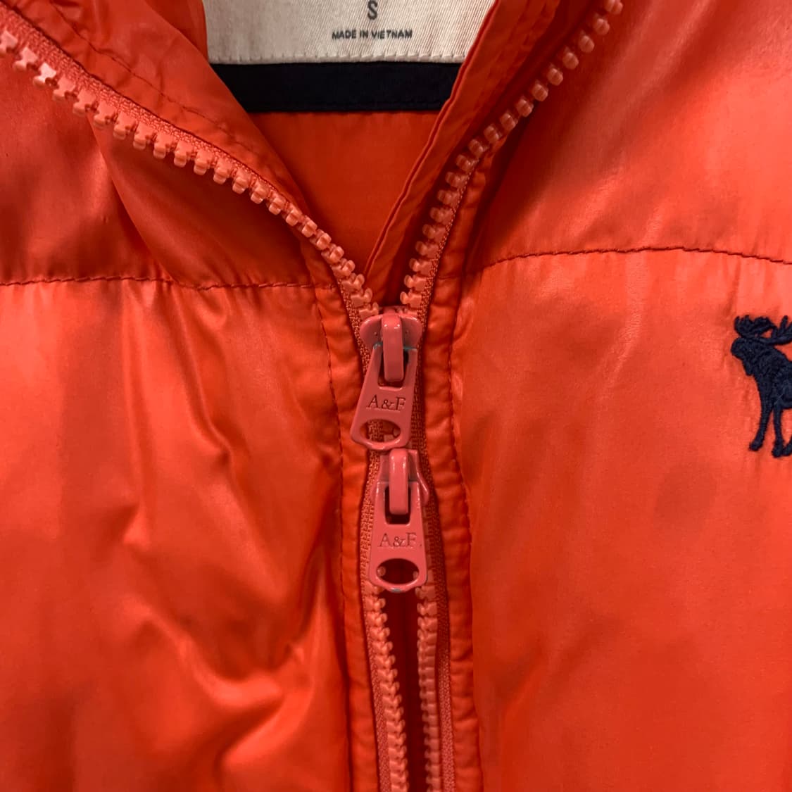 아베크롬비 산양로고 오렌지 투웨이 다운 패딩 상품이미지5