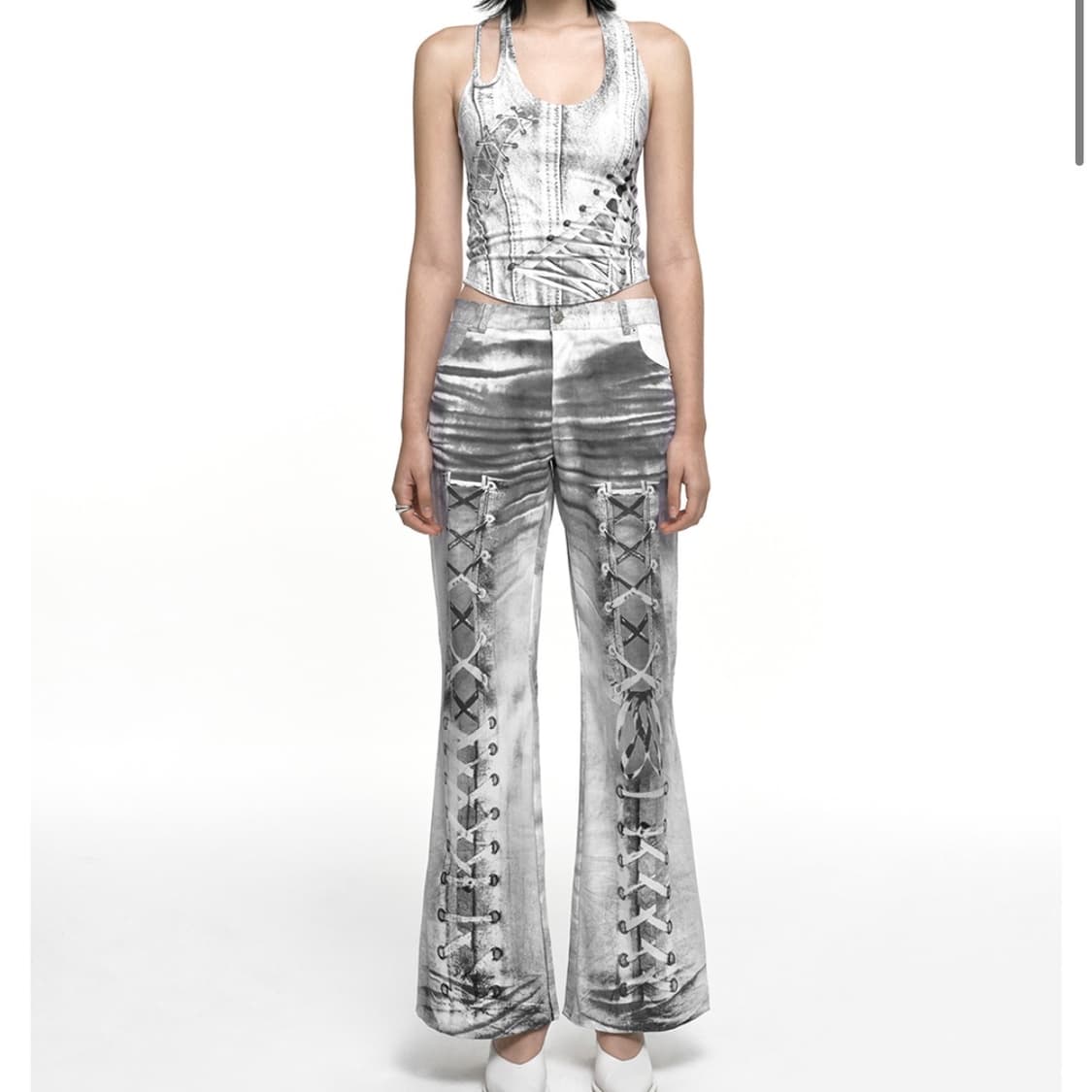 SET•나체 RACE UP PRINTED SLEEVELESS+PANTS 상품이미지2