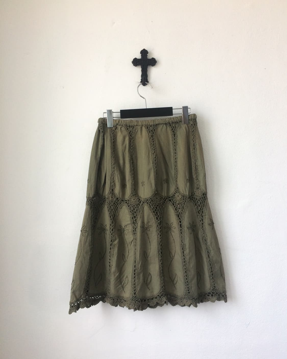 Crochet layer embroidery midi skirt 상품이미지2