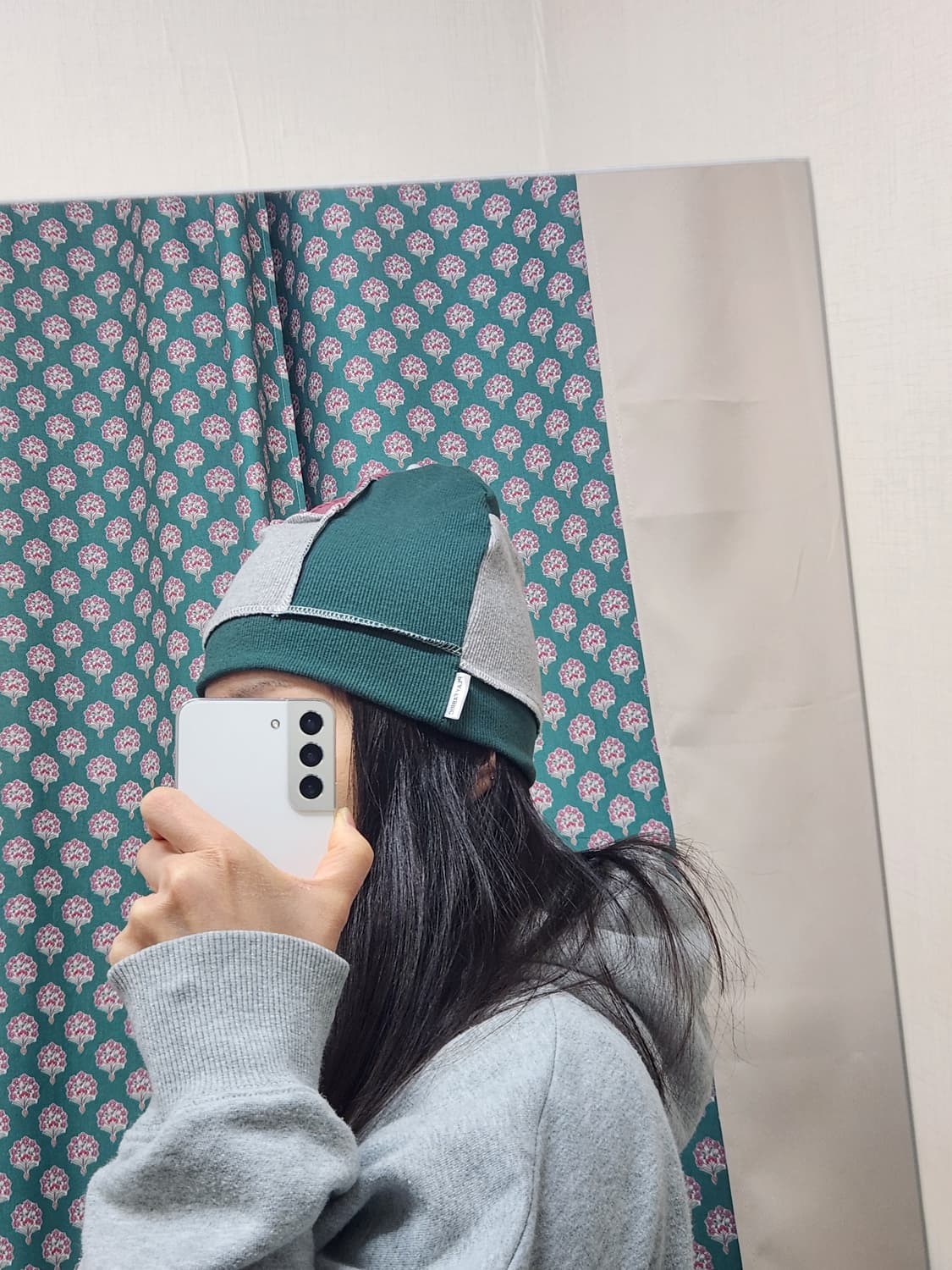 패치워크 오버로크 스티치 비니 - green mix 상품이미지3