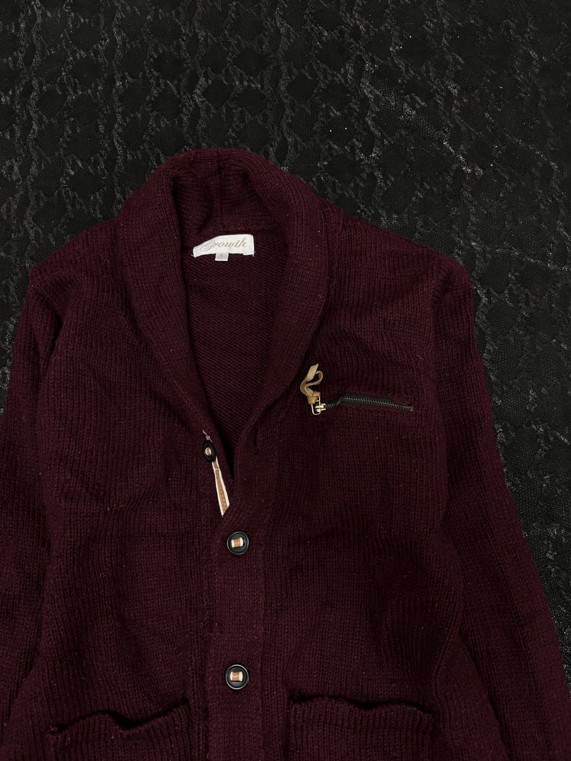 “Vintage” burgundy Zipper detail Knit Ca 상품이미지6