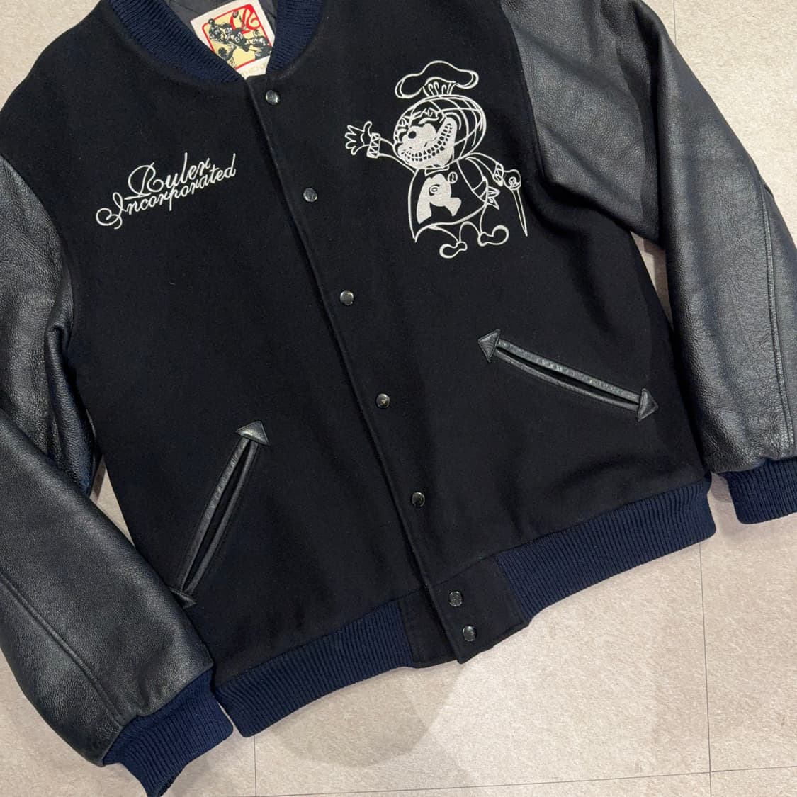 빈티지 울 레더 바시티 자켓 상품이미지2