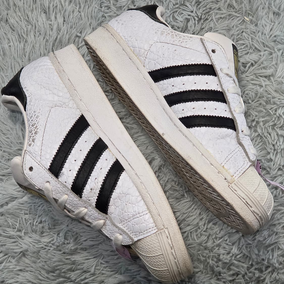 6a-7:아디다스 슈퍼스타 파이톤 패턴 화이트 블랙(225)-세탁 상품이미지7