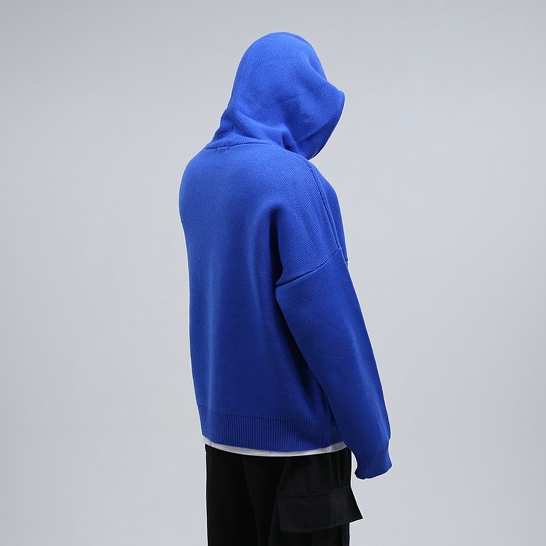 오버핏 프린팅 포인트 니트 후드티 상품이미지4