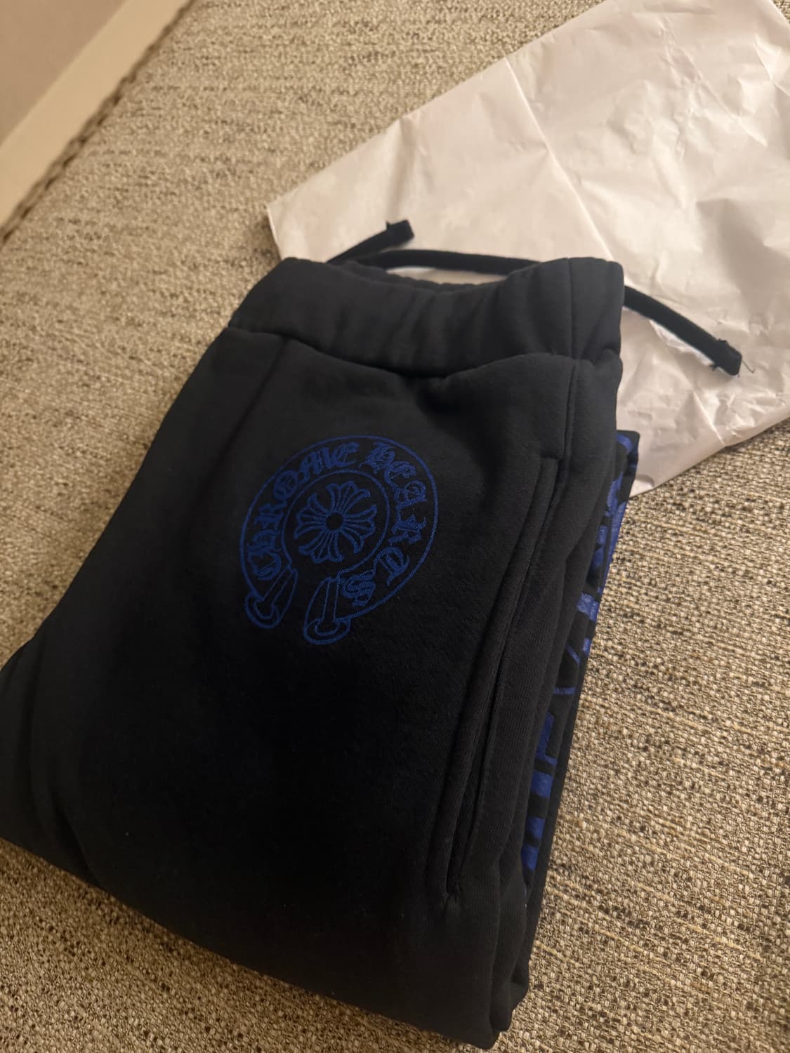 (L)크롬하츠 홀스슈 팬츠 블랙/블루 상품이미지1