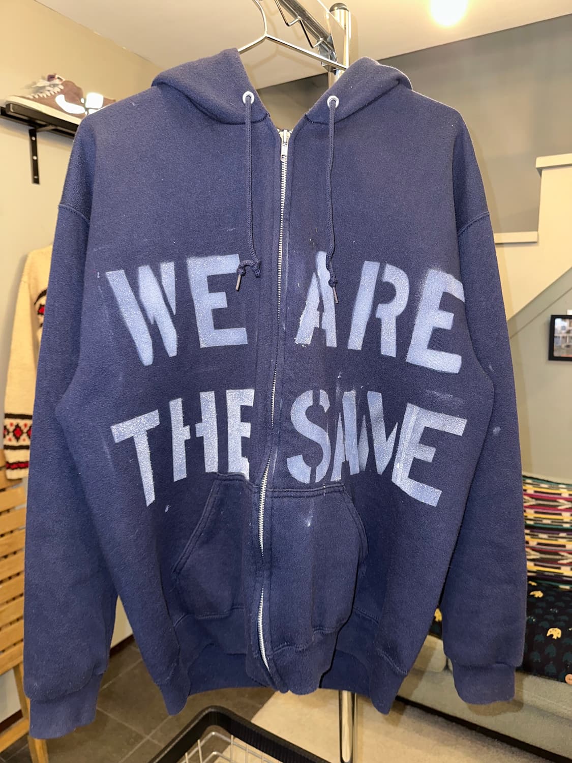 90’s Tultex stencil work hood zip-up  상품이미지4