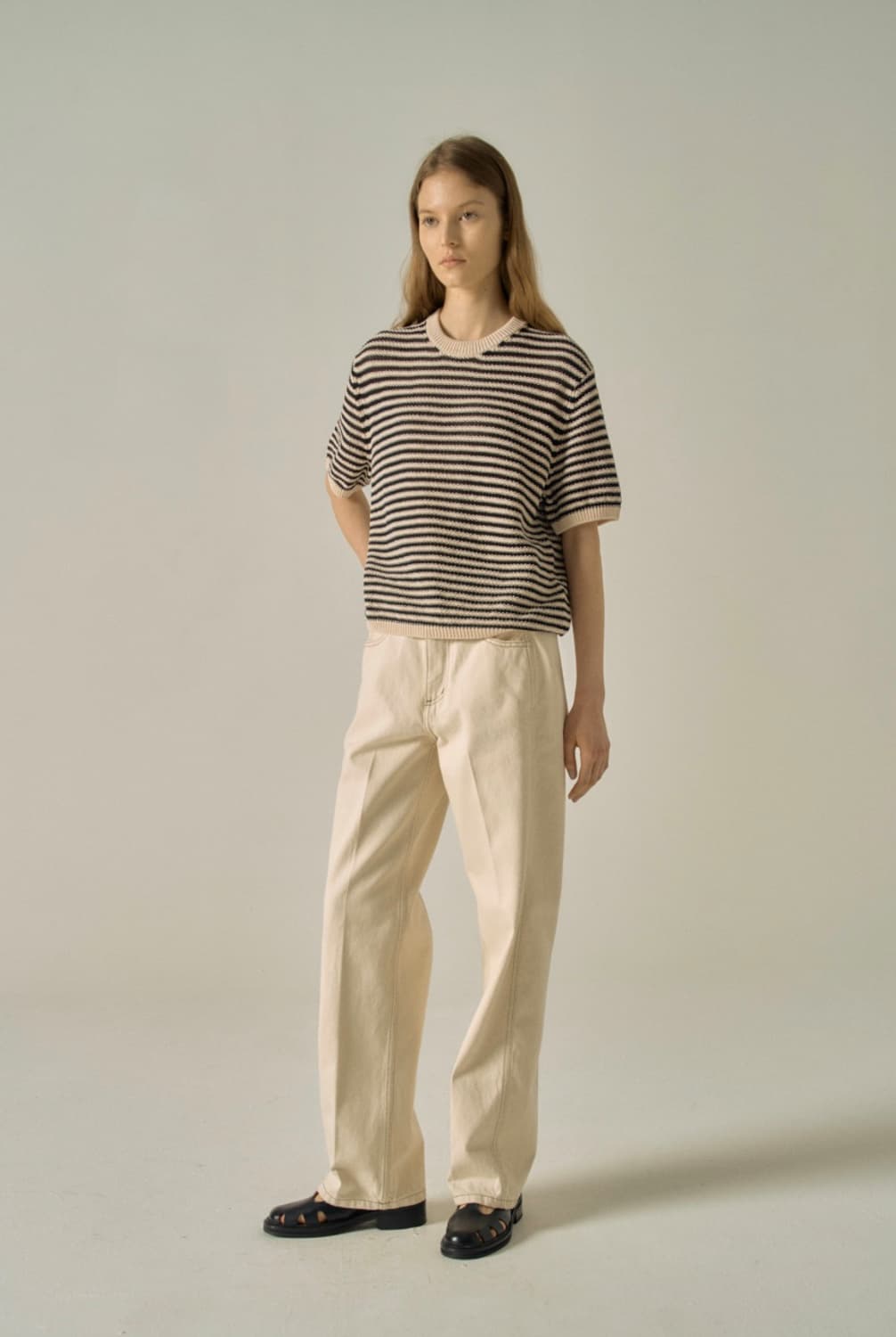 파사드패턴 스트라이프 페이퍼 니트 상품이미지2