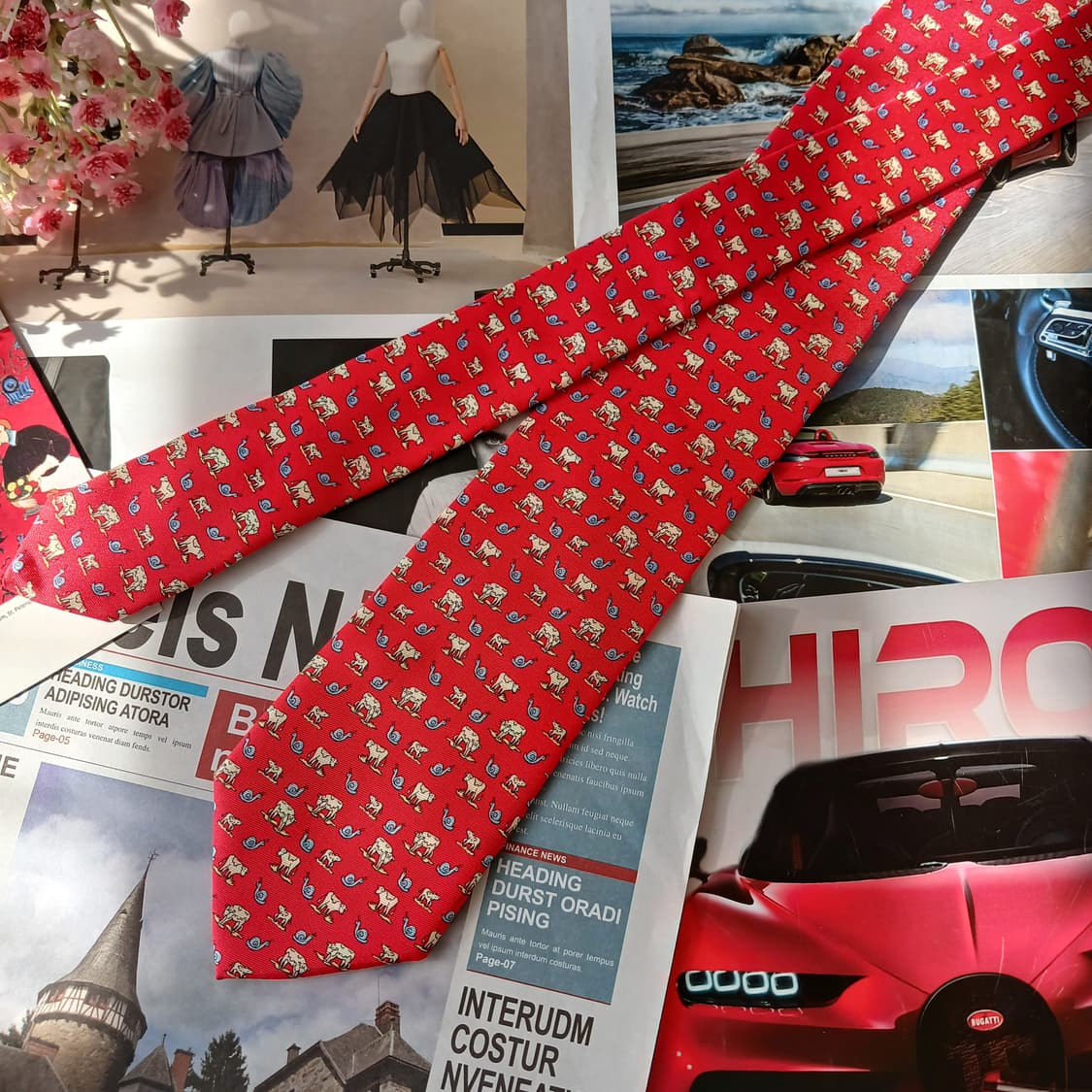 앤드류스타이 소 & 달팽이 모티브 넥타이 8.6cm A+등급 A19767 상품이미지5