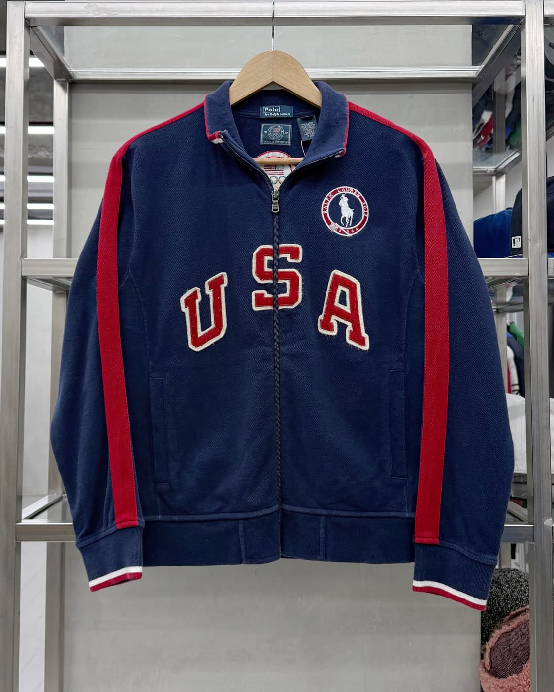 폴로 00s USA 와플 니트집업 네이비 상품이미지1