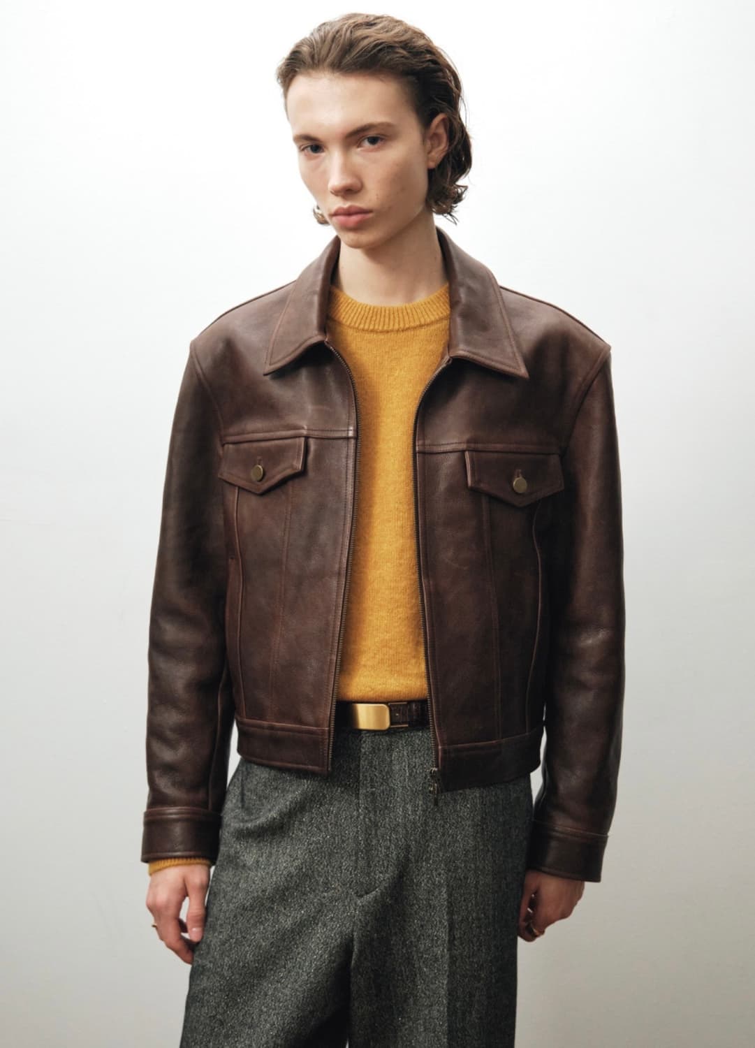 [52] 노이어 앤틱 카우 레더 가죽 트러커 자켓 브라운 렉토맛 상품이미지3