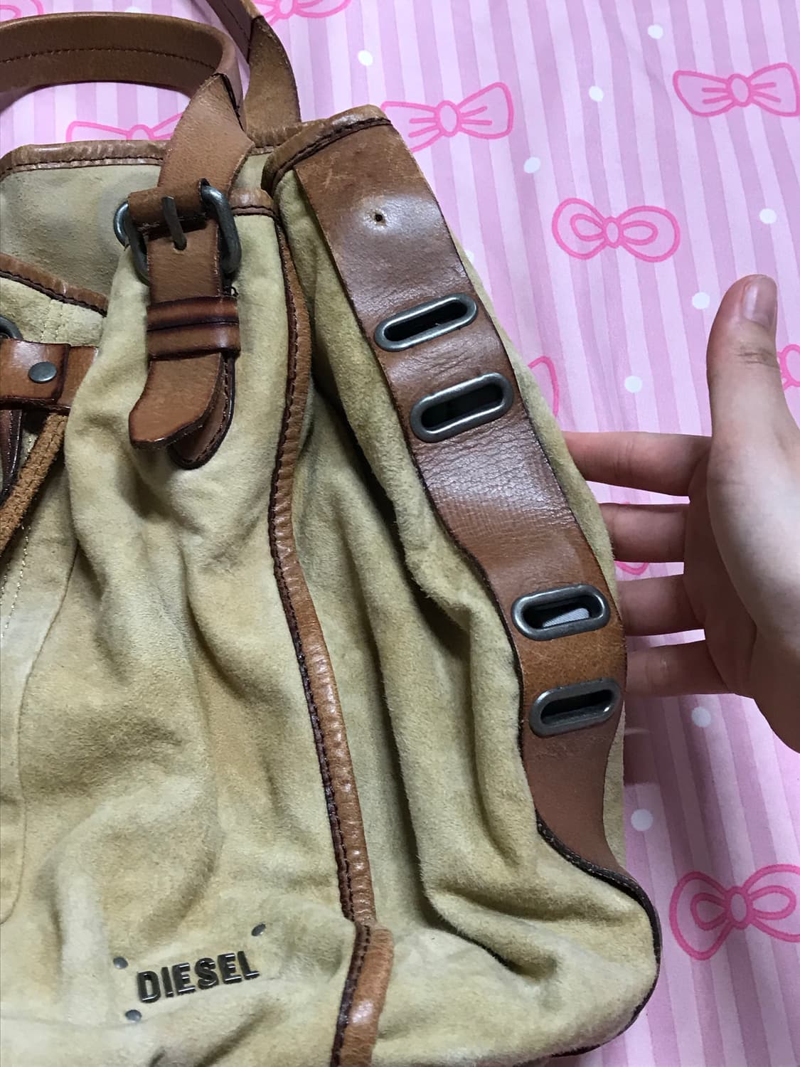 디젤 스웨이드 리얼 레더 토트백 빅백 상품이미지3