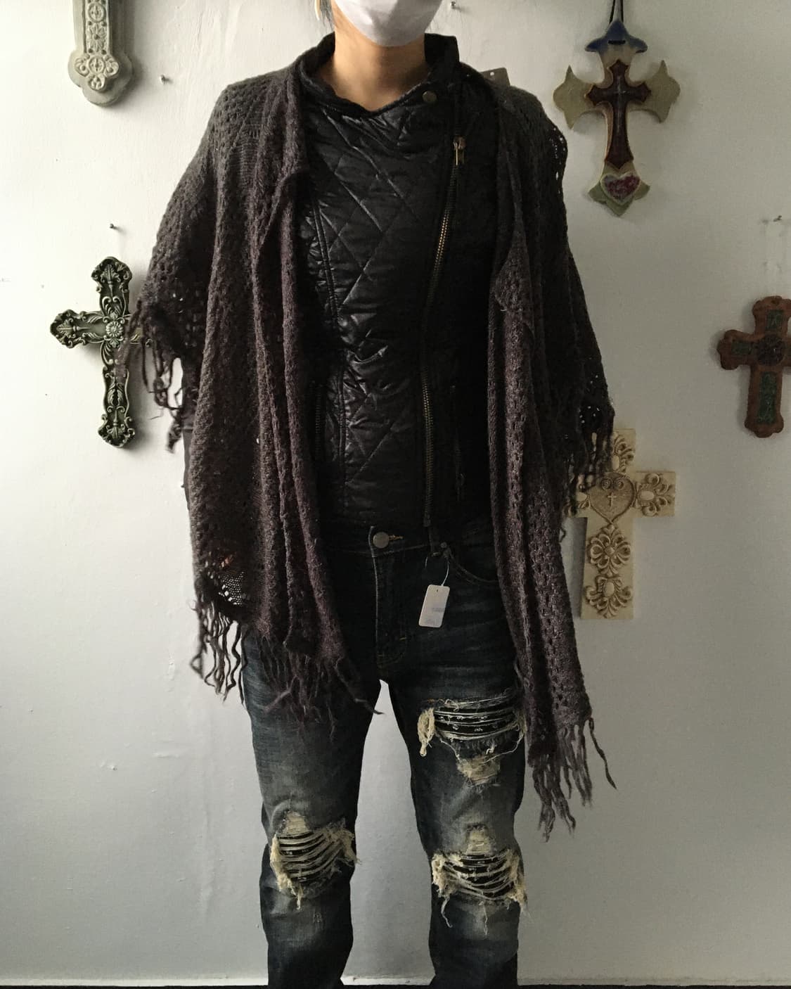 Fringe net cape 상품이미지7