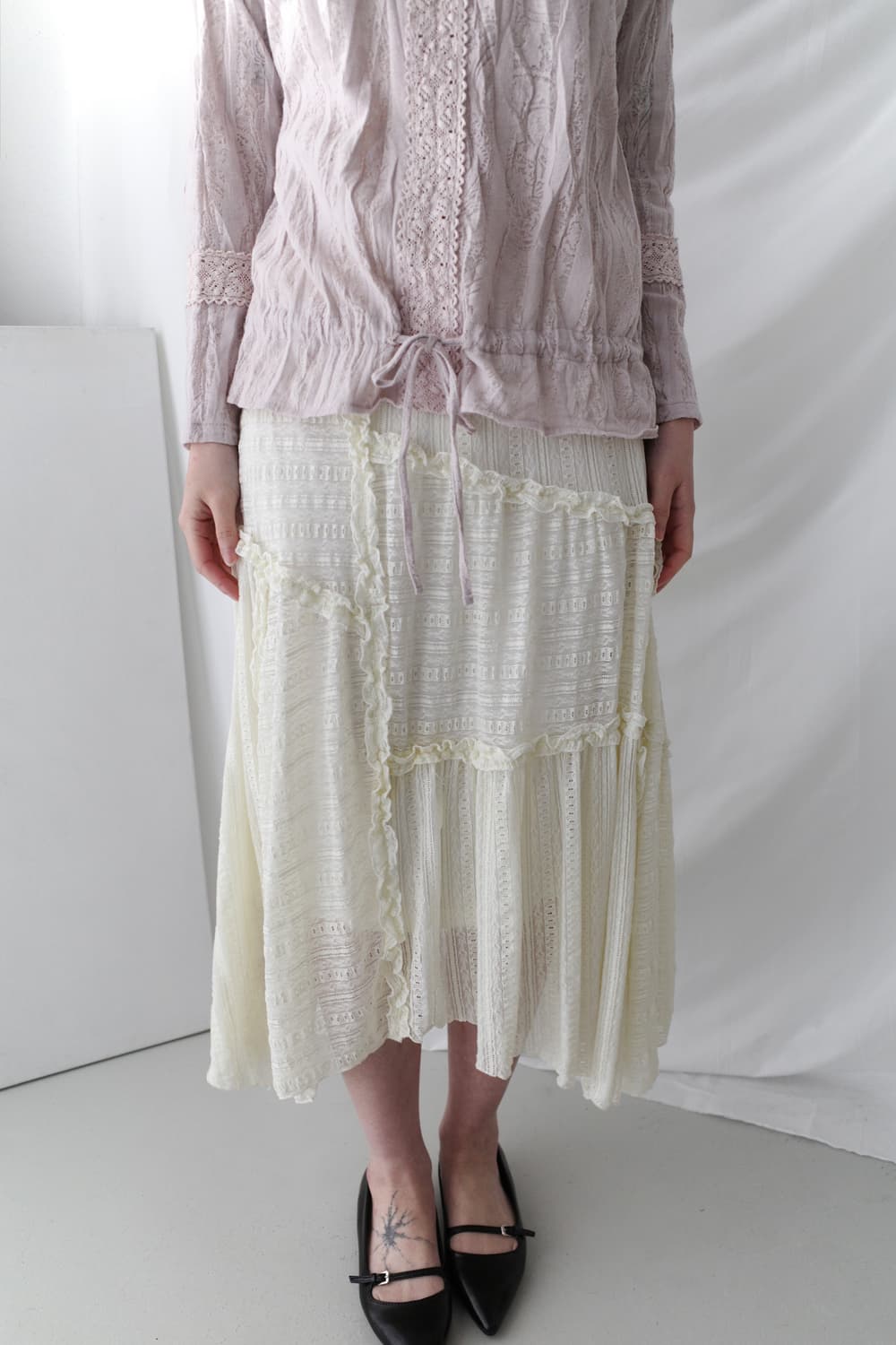lace patch knit skirt  상품이미지3