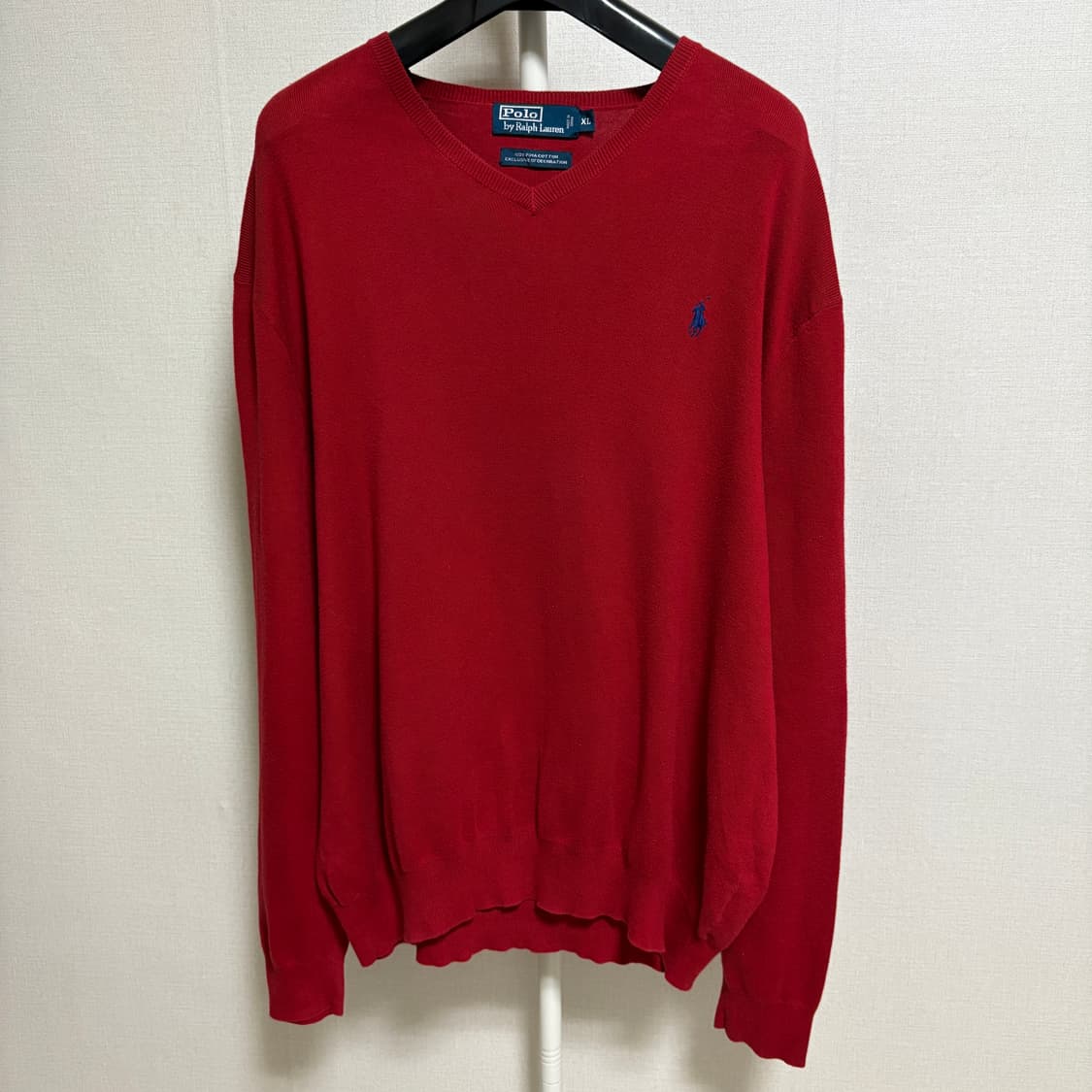 폴로 랄프로렌 피마코튼 V넥 니트 / 레드, XL 상품이미지1
