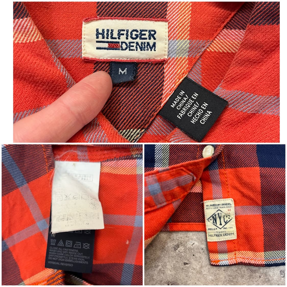 타미힐피거 버튼 체크 셔츠 레드 M #csz3279 상품이미지3