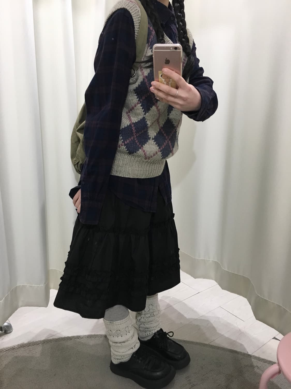 grape check shirt + vest set 상품이미지5