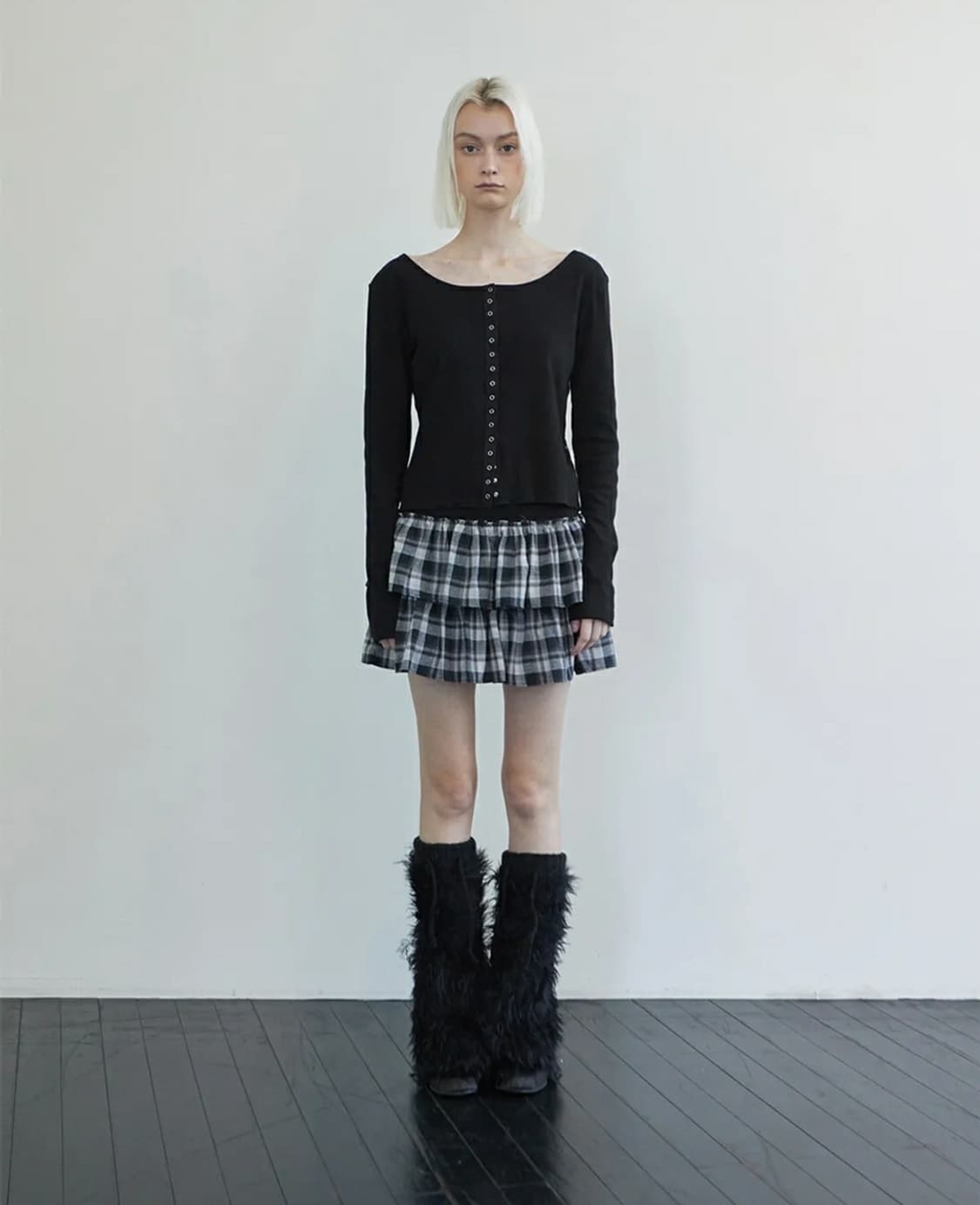 렌세 Tartan Check 캉캉 밴딩 스커트 상품이미지1