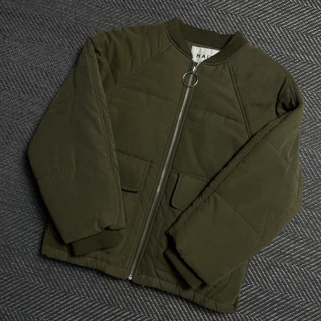 NAIN 플리스 믹스 퀄팅 봄버 자켓 카키 y 5312 상품이미지1