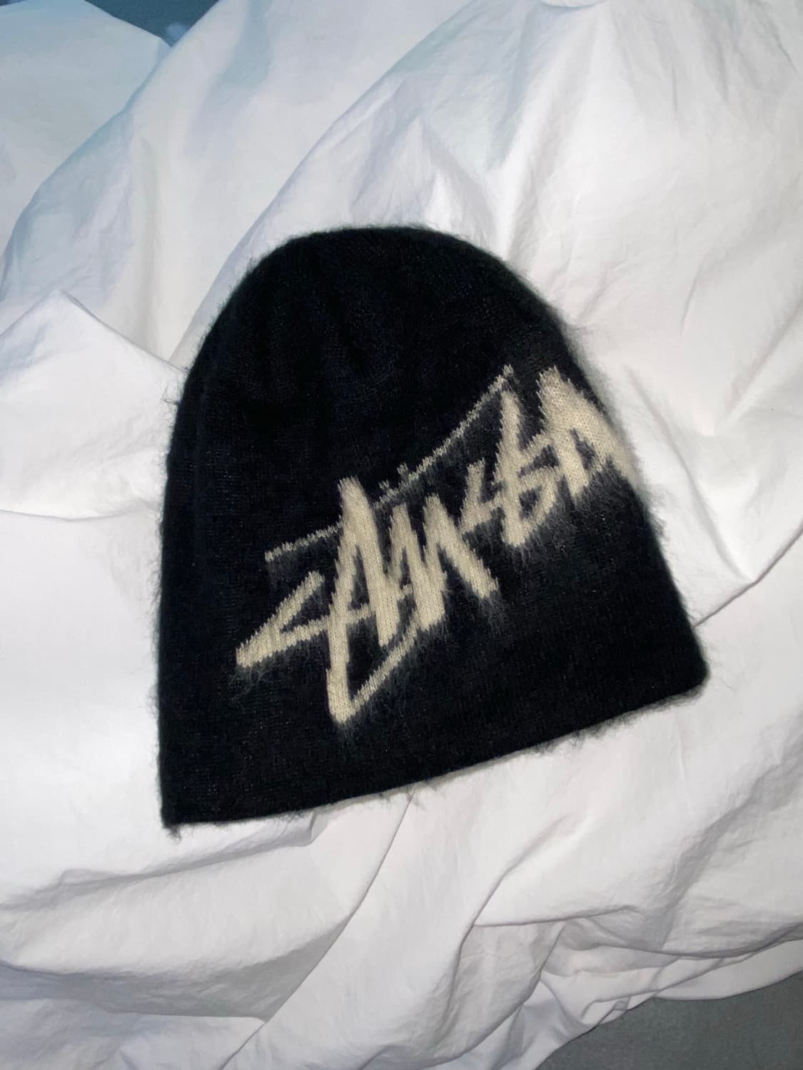 스투시 브러쉬드 아웃 스탁 스컬캡 비니 블랙 상품이미지2