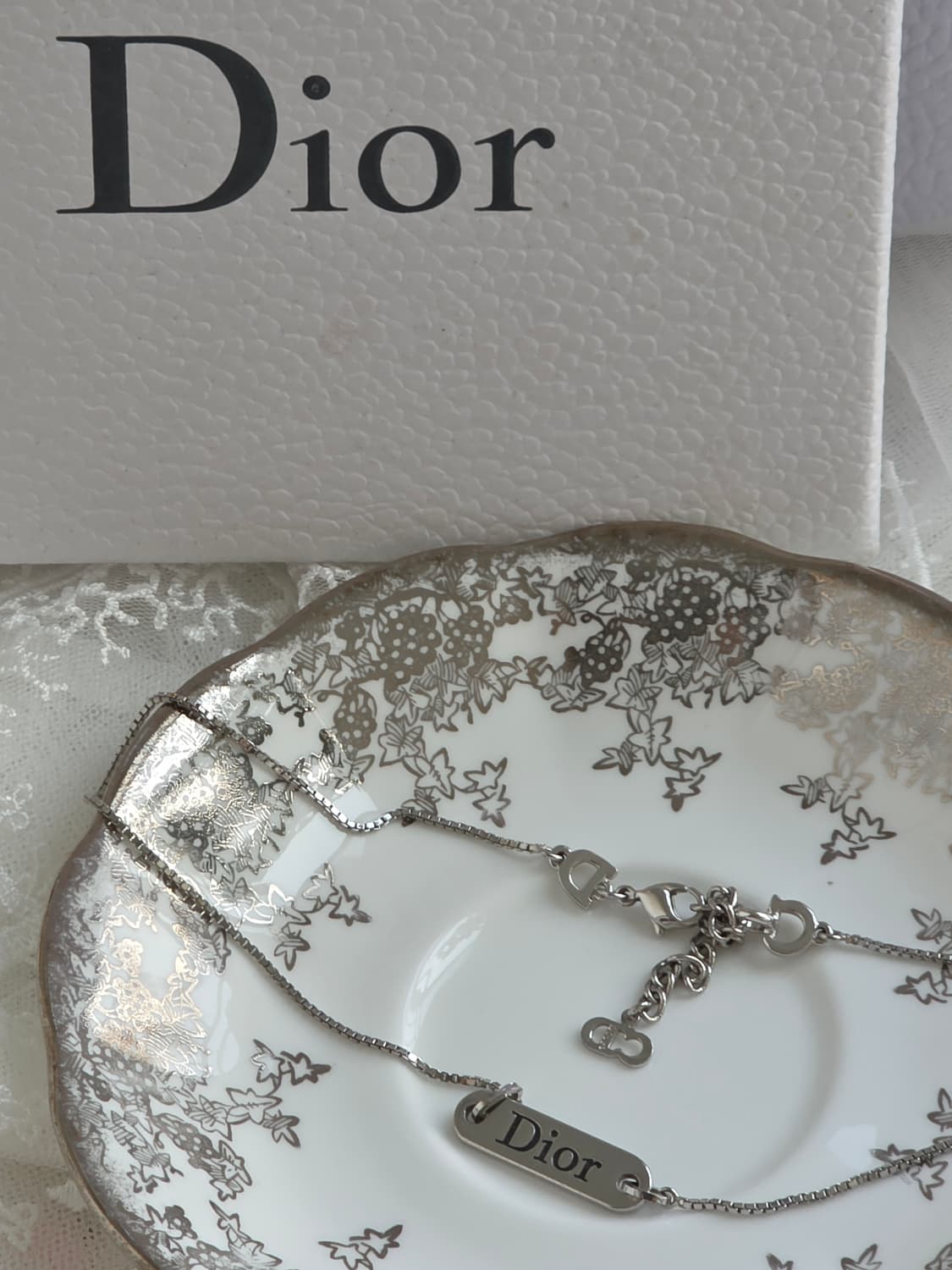 디올 은장 가로바 가로플레이트 dior 로고 목걸이  상품이미지9